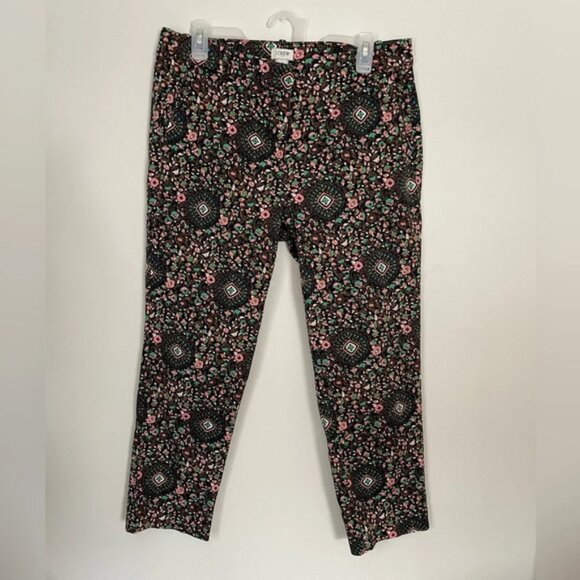 J. Crew Skimmer Ankle Pant Floral Begonia Office Work Pants‎ - Picture 1 of 8